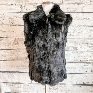 Black Saks Fifth Avenue Black rabbit fur vest